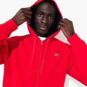 Lacoste Męska Sportowa Bluza Polarowa Z Kapturem Na Zamek Błyskawiczny Do Gry W Tenisa
