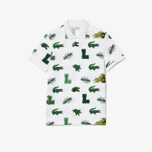 Lacoste męska świąteczna koszulka polo z nadrukiem z logo krokodyla Regular Fit