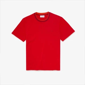 Lacoste Męski Dwukolorowy T-Shirt Z Okrągłym Wycięciem Pod Szyją Z Grubej Bawełny
