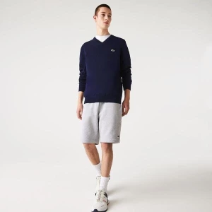 Lacoste Męski sweter z bawełny organicznej z dekoltem w kształcie litery V