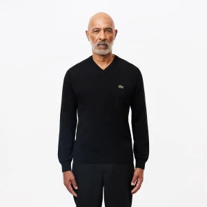 Lacoste Męski sweter z bawełny organicznej z dekoltem w kształcie litery V