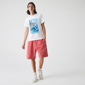 Lacoste Erkek Regular Fit Bisiklet Yaka Baskılı Beyaz T-Shirt