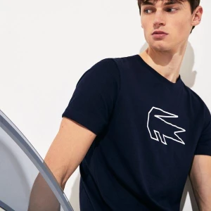 Lacoste Męski T-Shirt Sportowy Z Nadrukiem Krokodyla X Novak Djokovic