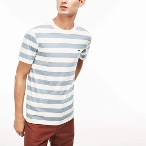 Lacoste Męski T-shirt w paski z okrągłym dekoltem