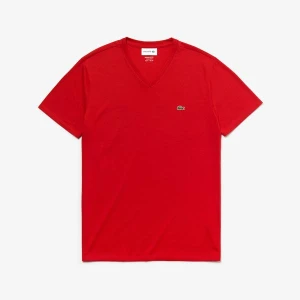 Lacoste Męski T-Shirt Z Dekoltem W Kształcie Literyz Dżerseju Z Bawełny Pima