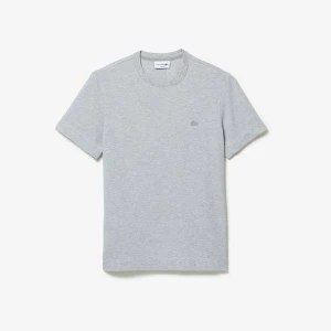 Lacoste męski T-shirt z mieszanki piki i bawełny organicznej z okrągłym dekoltem