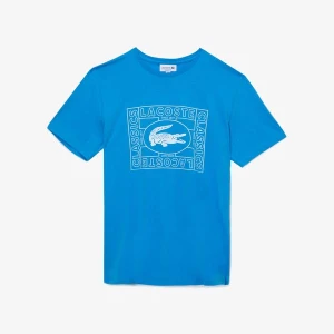 Lacoste Męski T-Shirt Z Nadrukiem Krokodyla Z Okrągłym Dekoltem