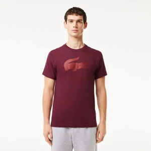 Lacoste męski T-shirt z oddychającego dżerseju SPORT z nadrukiem z logo krokodyla 3D