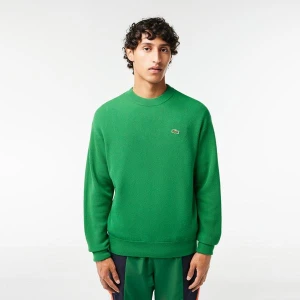 Lacoste Męski wełniany sweter Relaxed Fit z okrągłym dekoltem