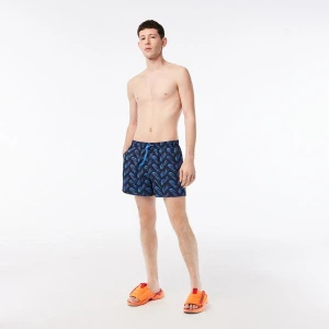 Zdjęcie produktu Lacoste męskie kąpielówki z nadrukiem z poliestru z recyklingu