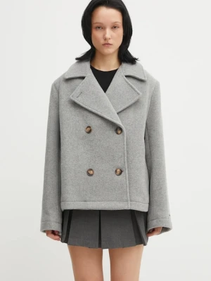 Lacoste płaszcz z dodatkiem wełny