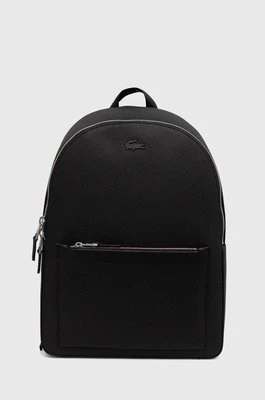 Lacoste plecak skórzany kolor czarny duży gładki