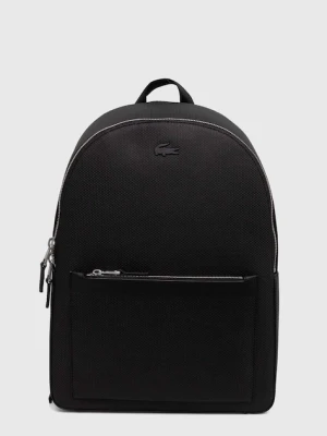 Lacoste plecak skórzany kolor czarny duży gładki