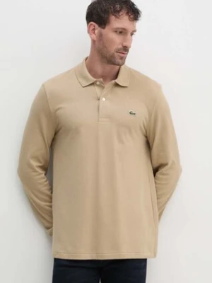 Lacoste longsleeve bawełniany męski kolor beżowy gładki L1312