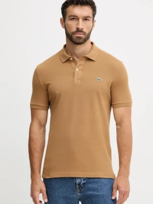 Lacoste polo bawełniane kolor beżowy gładki PH4012