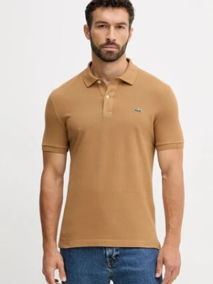 Lacoste polo bawełniane kolor beżowy gładki PH4012