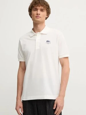 Lacoste polo bawełniane kolor beżowy z nadrukiem PH2723