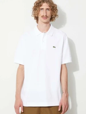 Lacoste polo bawełniane kolor biały gładki