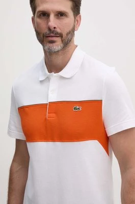 Lacoste polo bawełniane kolor biały wzorzysty PH2847