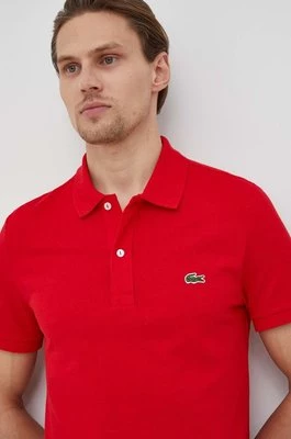 Lacoste polo bawełniane kolor czerwony