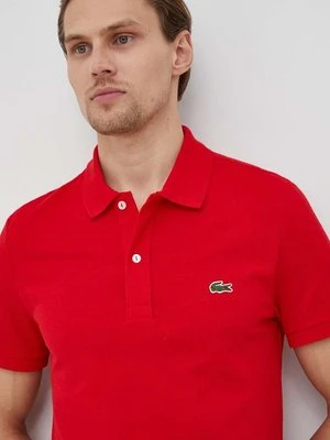 Lacoste polo bawełniane kolor czerwony