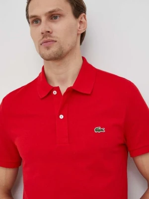 Lacoste polo bawełniane kolor czerwony