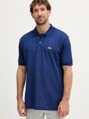 Lacoste polo bawełniane kolor granatowy gładki