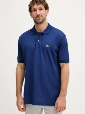 Lacoste polo bawełniane kolor granatowy gładki