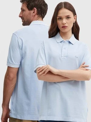 Lacoste polo bawełniane kolor niebieski gładki PH3450 S0I