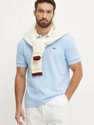 Lacoste polo bawełniane kolor niebieski gładki PH3760