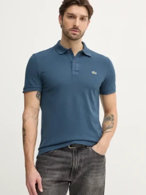 Lacoste polo bawełniane kolor niebieski gładki PH4012