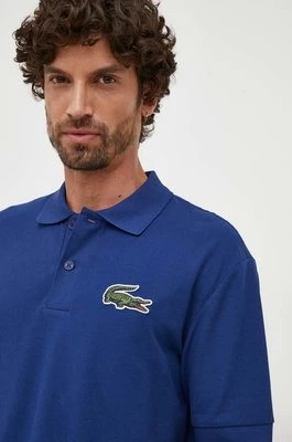 Lacoste polo bawełniane kolor niebieski z aplikacją