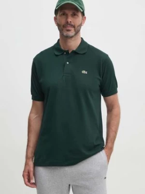 Lacoste polo bawełniane kolor zielony gładki