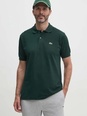 Lacoste polo bawełniane kolor zielony gładki