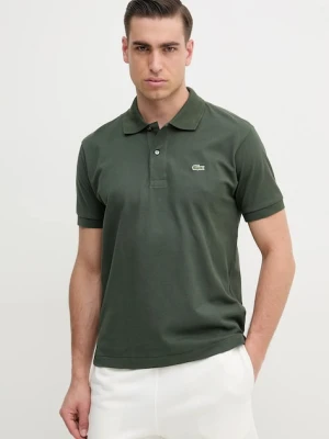 Lacoste polo bawełniane kolor zielony gładki