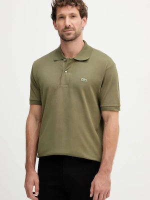Lacoste polo bawełniane kolor zielony gładki