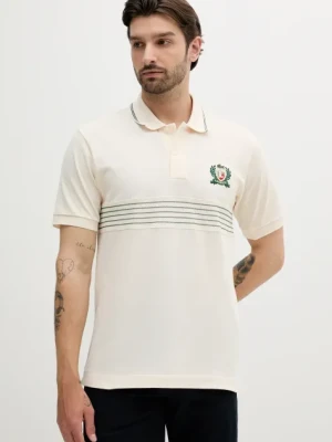 Lacoste polo bawełniane męski kolor beżowy z aplikacją PH0037