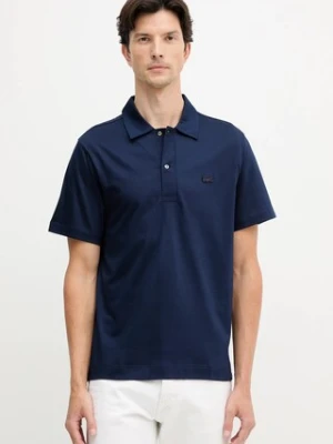 Lacoste polo bawełniane męski kolor granatowy gładki DH5928