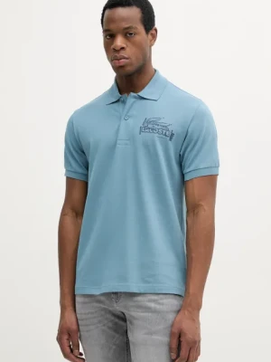 Lacoste polo bawełniane męski kolor niebieski gładki PH0285
