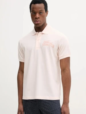 Lacoste polo bawełniane męski kolor różowy gładki PH0285