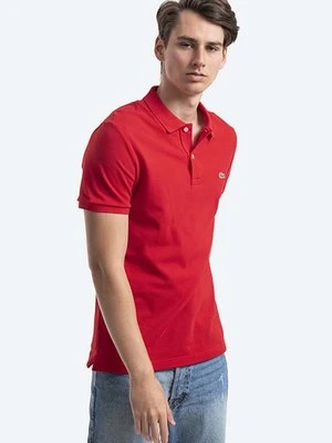 Lacoste polo bawełniane PH4012 240 kolor czerwony gładki PH4012.240-240