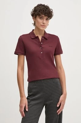 Lacoste polo damski kolor bordowy