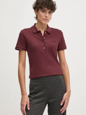 Lacoste polo damski kolor bordowy