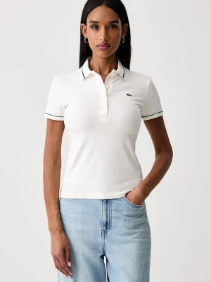 Lacoste polo damskie z bawełną beżowy