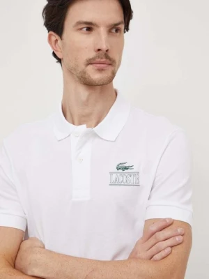 Lacoste polo męski kolor biały z nadrukiem