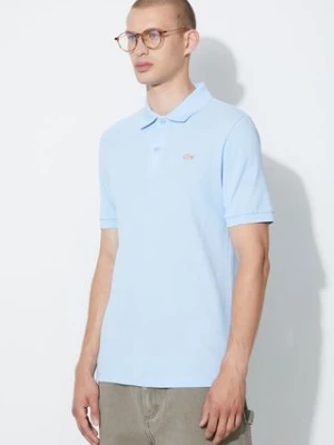 Lacoste polo męski kolor niebieski gładki 361112-paleblue