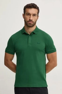 Lacoste polo męski kolor zielony gładki