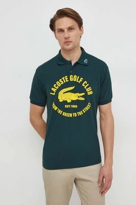 Lacoste polo męski kolor zielony z nadrukiem