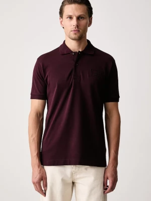 Lacoste polo męskie bawełniane bordowy