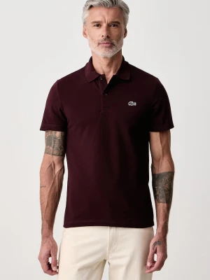 Lacoste polo męskie z bawełną bordowy